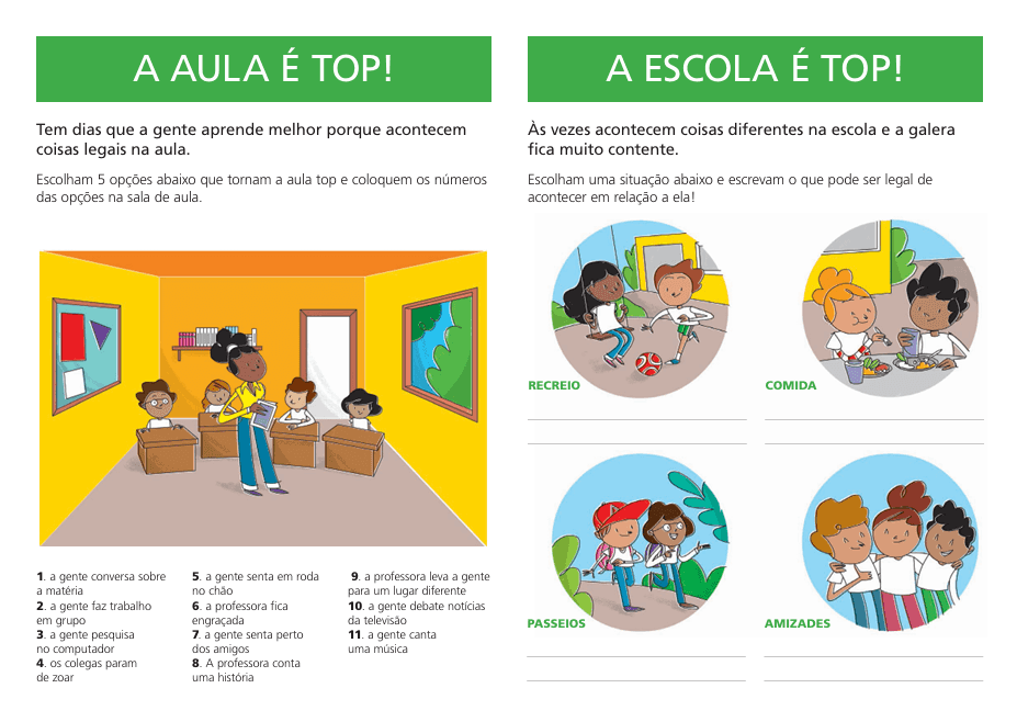 Páginas do livro 1 — A AULA É TOP! A ESCOLA É TOP!